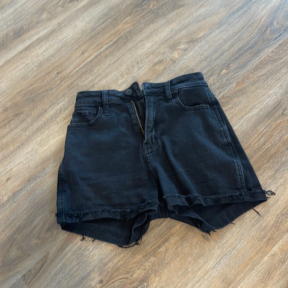 Black trendy jean shorts with no holes from Hollister